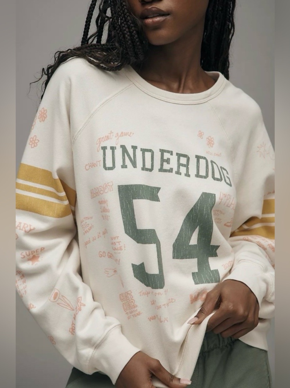 Mother Sweatshirt Womens Medium  Ivory The Biggie Concert Underdog USA